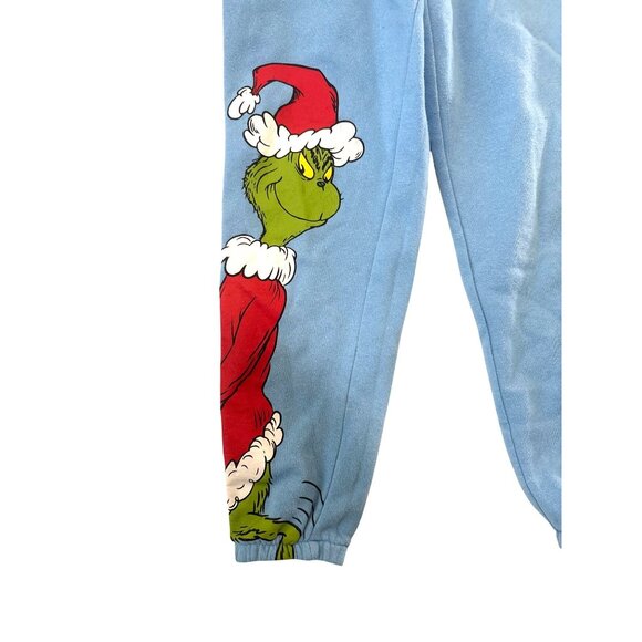 Dr. Seuss The Grinch Blue Fleece Jogger Pants XS With Drawstring Waist & Elastic - Picture 3 of 5
